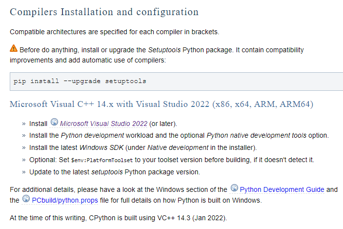 Visual Studio Windows Compiler Steps